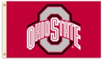 Ohio State Buckeyes 3' x 5' Flag with Grommets - Logo on Red