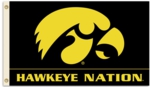 University of Iowa "Hawkeye Nation" 3' x 5' Flag with Grommets