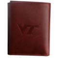 Virginia Tech Hokies Brown Leather Wallet with Canvas Liner
