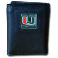 University of Miami Tri-fold Leather Wallet with Box
