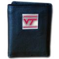Virginia Tech Tri-fold Leather Wallet with Tin