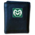 Colorado State Rams Tri-fold Leather Wallet with Tin