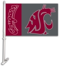 Washington State Cougars Car Flag & Wall Bracket