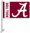 Alabama Crimson Tide Car Flag & Wall Bracket - Roll Tide with A