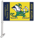 Notre Dame Fightin' Irish Car Flag & Wall Bracket - Leprechaun