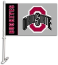 Ohio State Buckeyes Car Flag & Wall Bracket - Gray