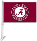 Alabama Crimson Tide Car Flag & Wall Bracket - Circle Logo