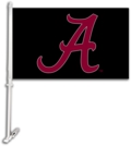 Alabama Crimson Tide Car Flag & Wall Bracket - Black