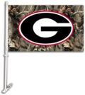 Georgia Bulldogs Car Flag & Wall Bracket - Realtree Camo