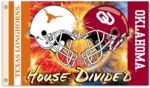 Oklahoma - Texas 3' x 5' House Divided Helmets Flag w/ Grommets