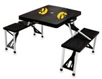 Iowa Hawkeyes Folding Picnic Table with Seats - Black