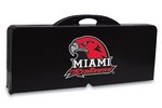 Miami RedHawks Folding Picnic Table with Seats - Black