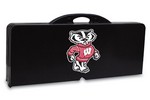 Wisconsin Badgers Folding Picnic Table with Seats - Black