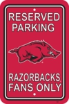 Arkansas Razorbacks 12" X 18" Plastic Parking Sign