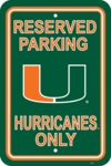 Miami Hurricanes 12" X 18" Plastic Parking Sign