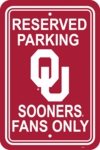Oklahoma Sooners 12" X 18" Plastic Parking Sign