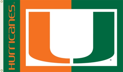 Miami Hurricanes 3' x 5' Flag with Grommets - Click Image to Close