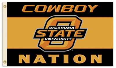 Oklahoma State "Cowboy Nation" 3' x 5' Flag with Grommets - Click Image to Close