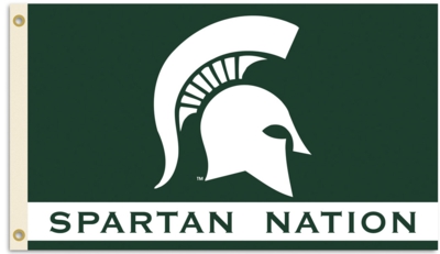 Michigan State "Spartan Nation" 3' x 5' Flag with Grommets - Click Image to Close