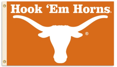 Texas Longhorns 3' x 5' Flag with Grommets - "Hook 'Em Horns" - Click Image to Close