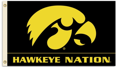 University of Iowa "Hawkeye Nation" 3' x 5' Flag with Grommets - Click Image to Close