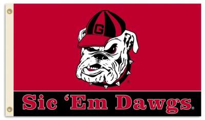 Georgia Bulldogs 3' x 5' Flag with Grommets - "Sic Em Dawgs" - Click Image to Close