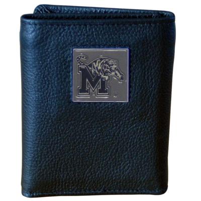 Memphis Tigers Tri-fold Leather Wallet with Tin - Click Image to Close