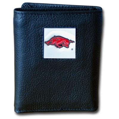 Arkansas Razorbacks Tri-fold Leather Wallet with Box - Click Image to Close