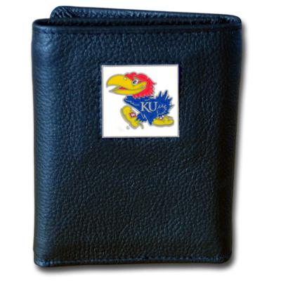 Kansas Jayhawks Tri-fold Leather Wallet with Box - Click Image to Close