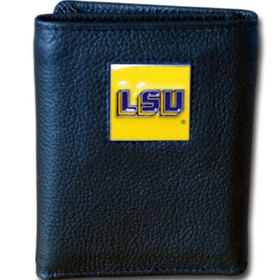 Louisiana State University Tri-fold Leather Wallet with Tin - Click Image to Close