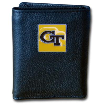 Georgia Tech Tri-fold Leather Wallet with Tin - Click Image to Close