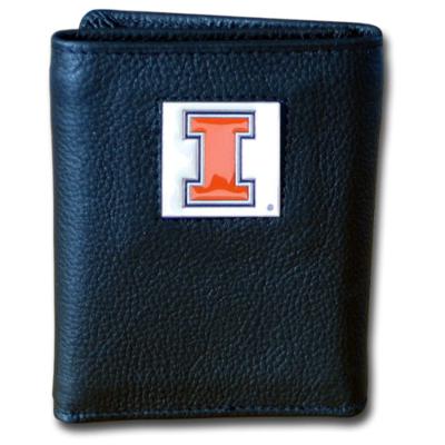 University of Illinois Tri-fold Leather Wallet with Tin - Click Image to Close