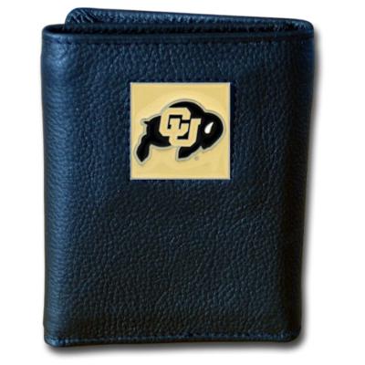 Colorado Buffaloes Tri-fold Leather Wallet with Tin - Click Image to Close