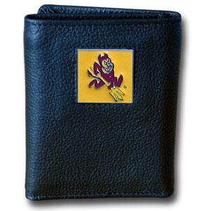 Arizona State Sun Devils Tri-fold Leather Wallet with Tin - Click Image to Close