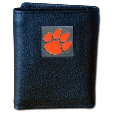 Clemson University Tigers Tri-fold Leather Wallet with Tin - Click Image to Close