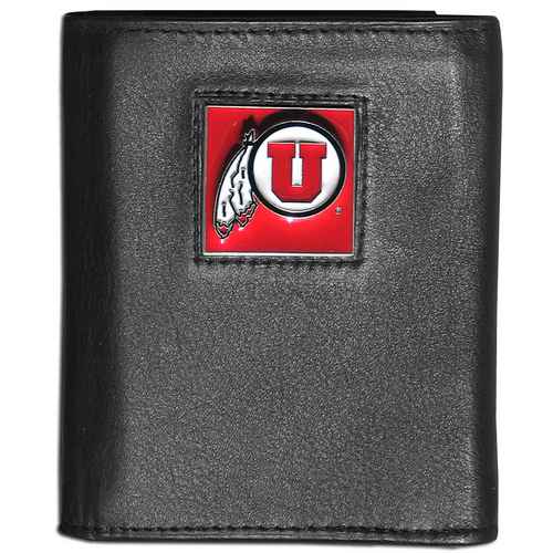 Utah Utes Tri-fold Leather Wallet with Tin - Click Image to Close