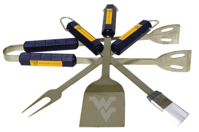 West Virginia Mountaineers 4 Piece BBQ Set - Click Image to Close