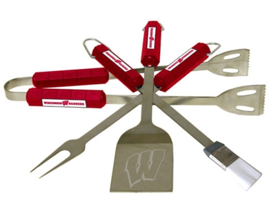 Wisconsin Badgers 4 Piece BBQ Set - Click Image to Close