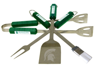 Michigan State Spartans 4 Piece BBQ Set - Click Image to Close
