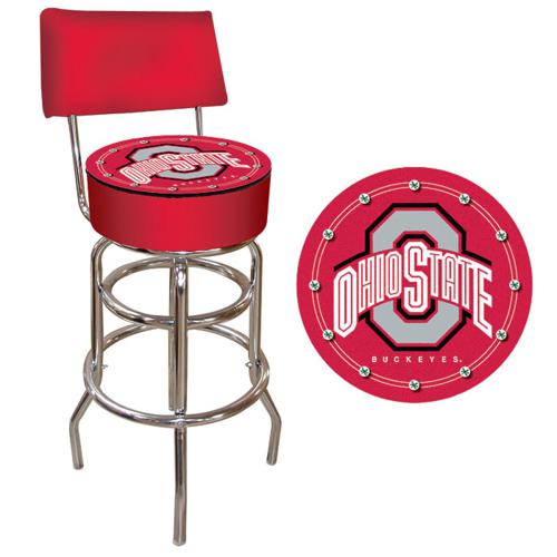 Ohio State Buckeyes Padded Bar Stool with Backrest - Click Image to Close