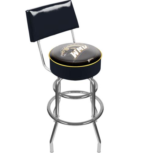Western Michigan Broncos Padded Bar Stool with Backrest - Click Image to Close