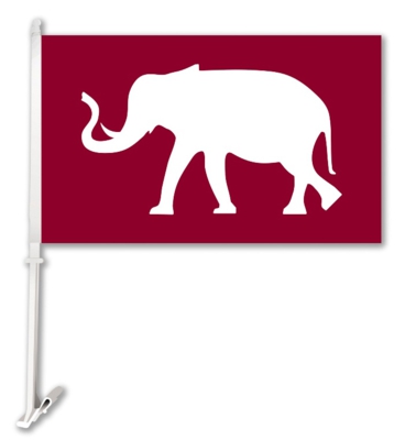 Alabama Crimson Tide Car Flag & Wall Bracket - Elephant - Click Image to Close
