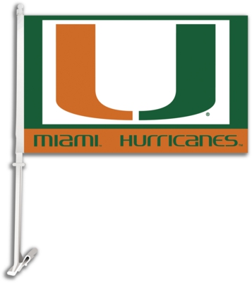 Miami Hurricanes Car Flag & Wall Bracket - Click Image to Close