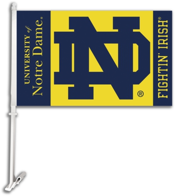 University of Notre Dame Fightin' Irish Car Flag & Wall Bracket - Click Image to Close