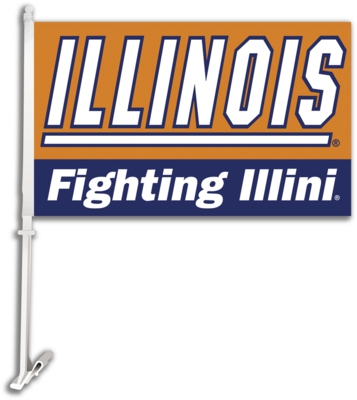 Illinois Fighting Illini Car Flag & Wall Bracket - Click Image to Close