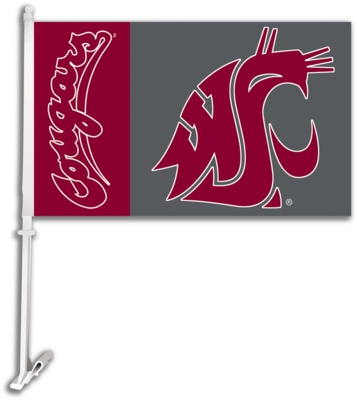 Washington State Cougars Car Flag & Wall Bracket - Click Image to Close