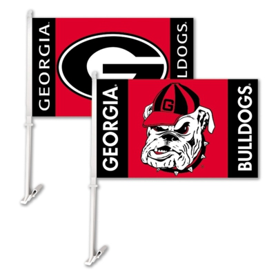 Georgia Bulldogs Car Flag & Wall Bracket - Different Sides - Click Image to Close