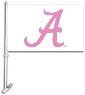 Alabama Crimson Tide Car Flag & Wall Bracket - Red A - Click Image to Close