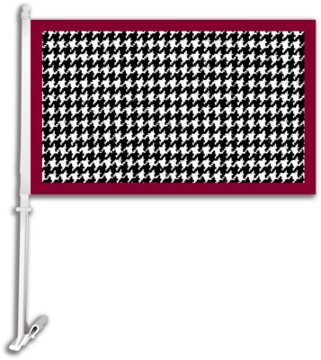 Alabama Crimson Tide Car Flag & Wall Bracket - Houndstooth - Click Image to Close