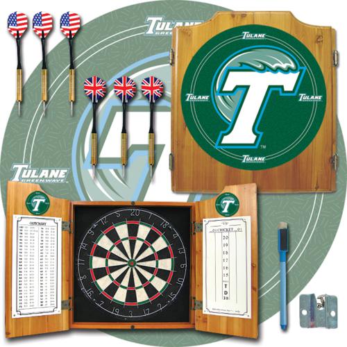 Tulane Green Wave Dartboard & Cabinet - Click Image to Close